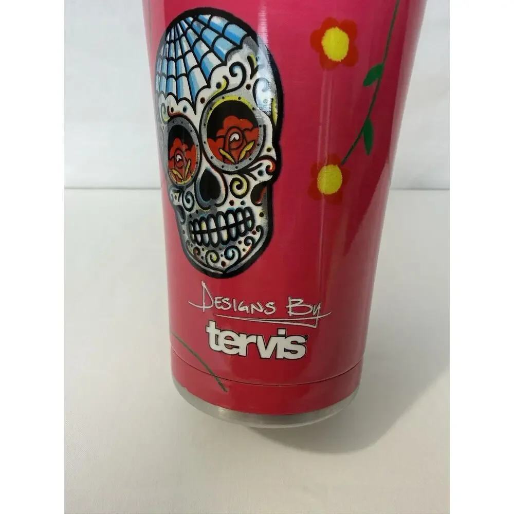 Tervis Tumbler Sugar Skulls Halloween Pink Stainless 30oz Day of the Dead